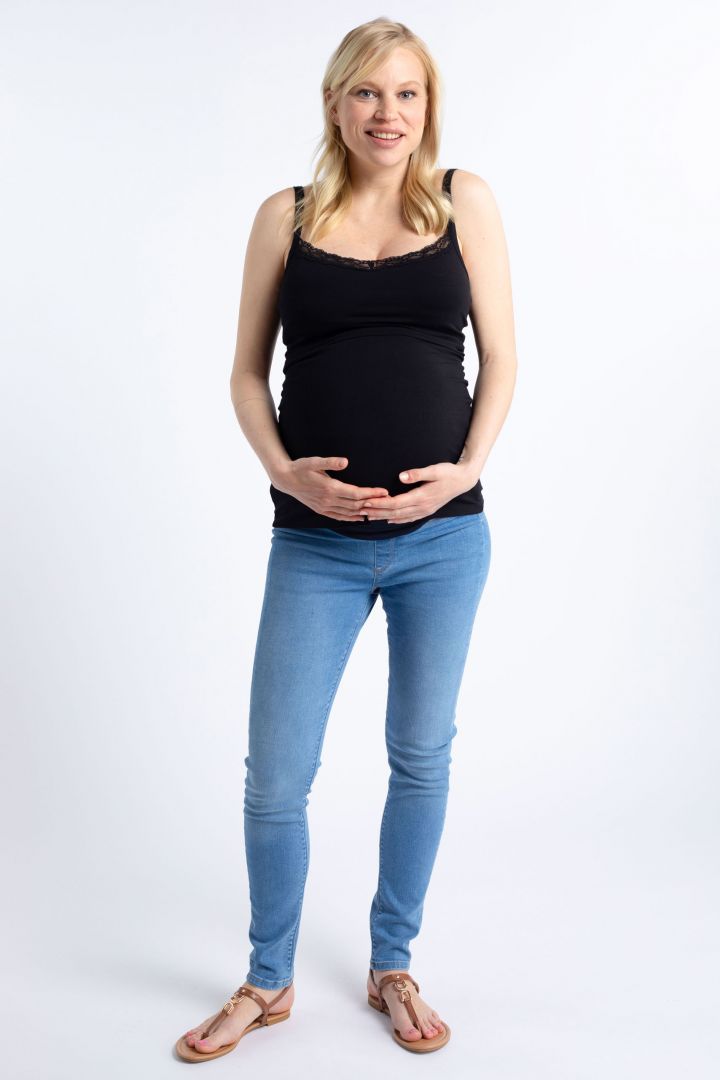 Umstands- und Stilltop mit Spitze aus Bio-Baumwolle schwarz