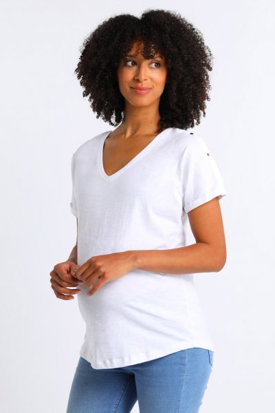 Organic Boyfriend Maternity and Nursing Shirt white