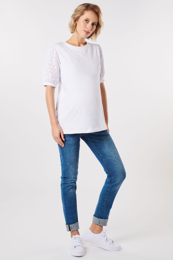 Organic Umstandsshirt mit Puffärmeln