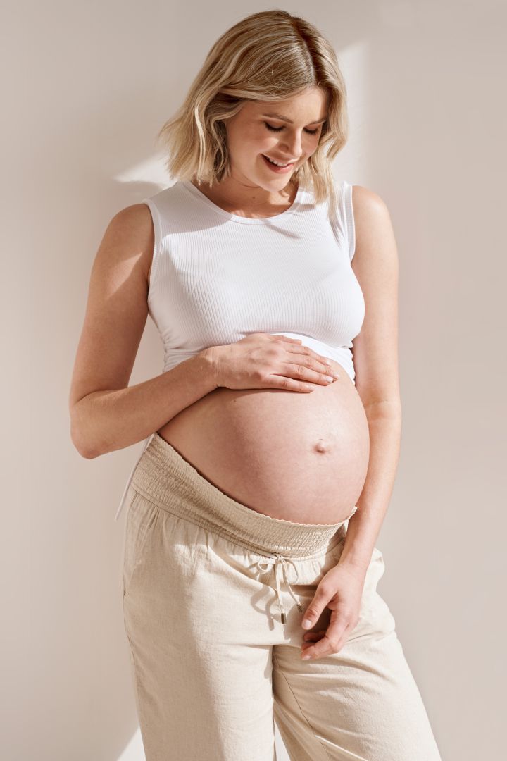 Leinen Umstandshose sand