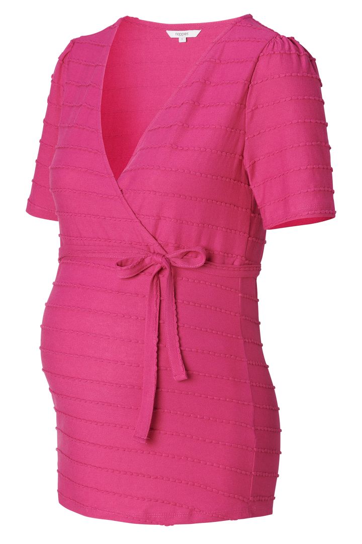 Umstands- und Stillshirt mit Bindegürtel fuchsia