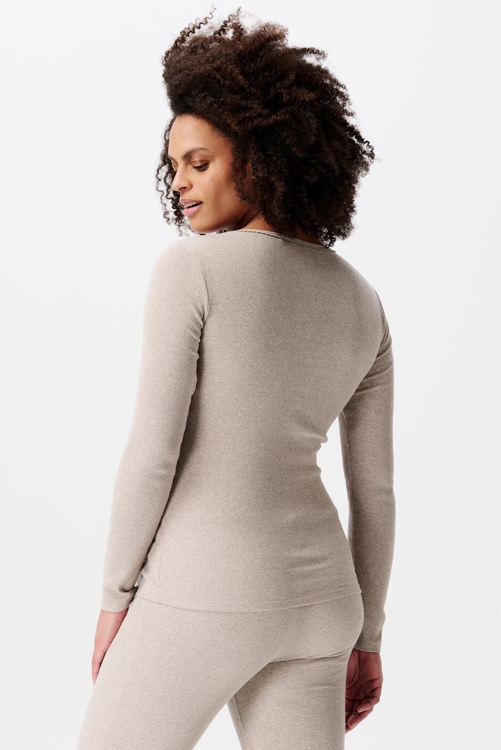 Organic Ripp Umstands- und Stillshirt langarm sand