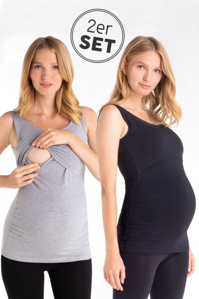 Doppelpack Organic Umstands- und Stilltops grau/schwarz