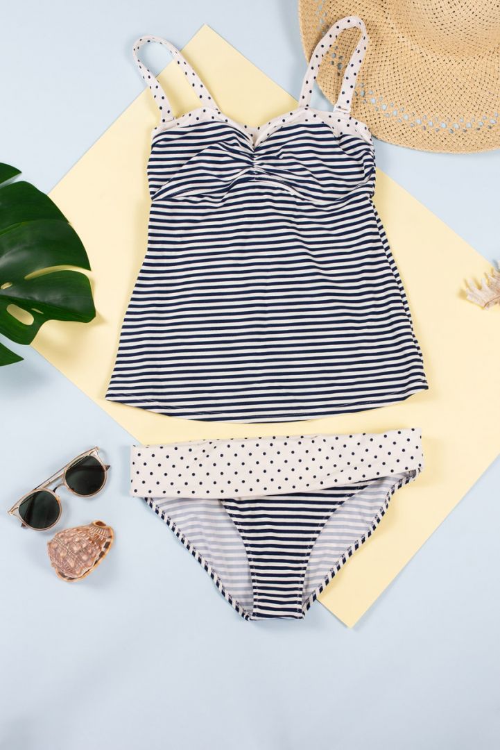 Maternity tankini and bikini stripes
