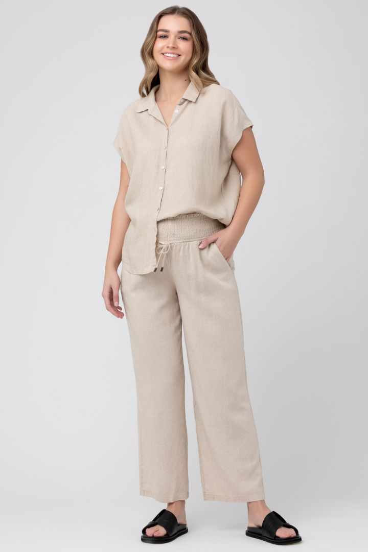 Leinen Umstandshose sand