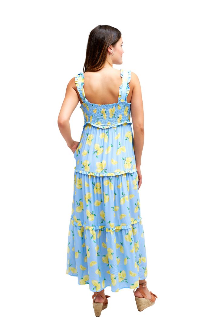 Volant Umstands- und Stillkleid mit Zitronenprint