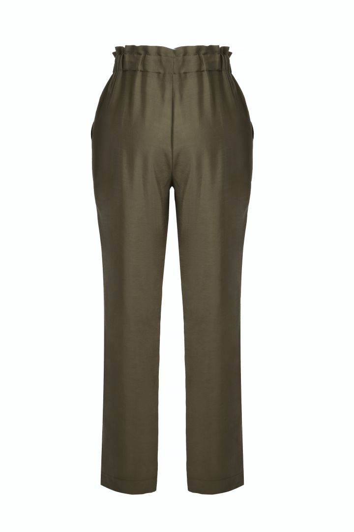 Paperbag Linen Maternity Trousers khaki