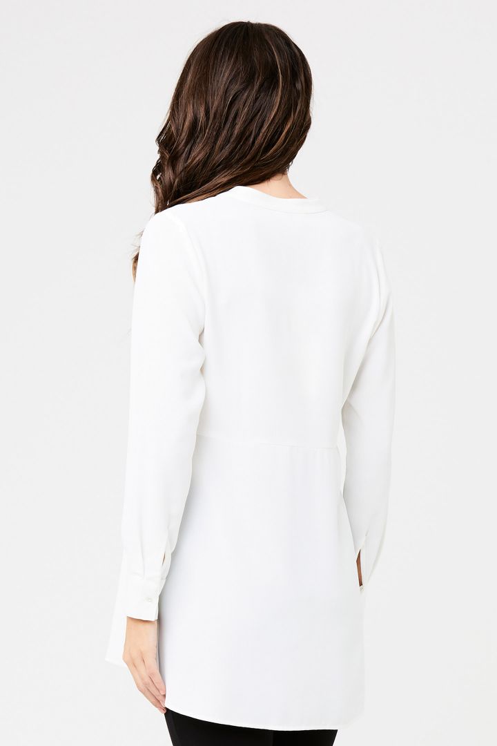 Peplum maternity and nursing blouse in white