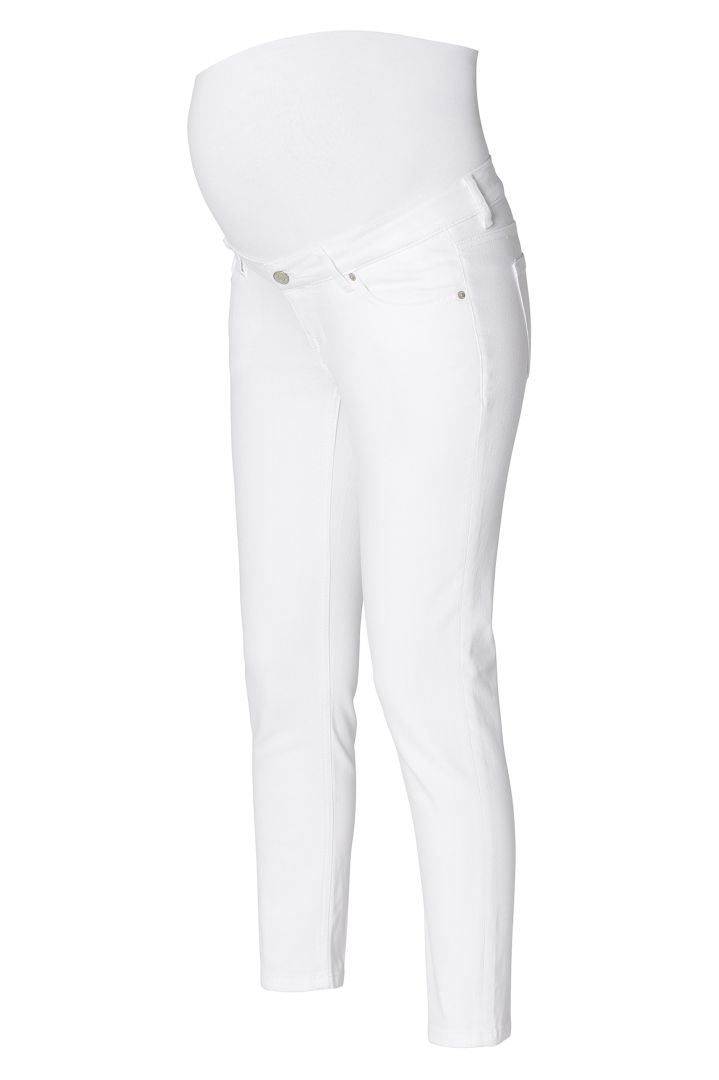 Cropped Umstandsjeans weiß