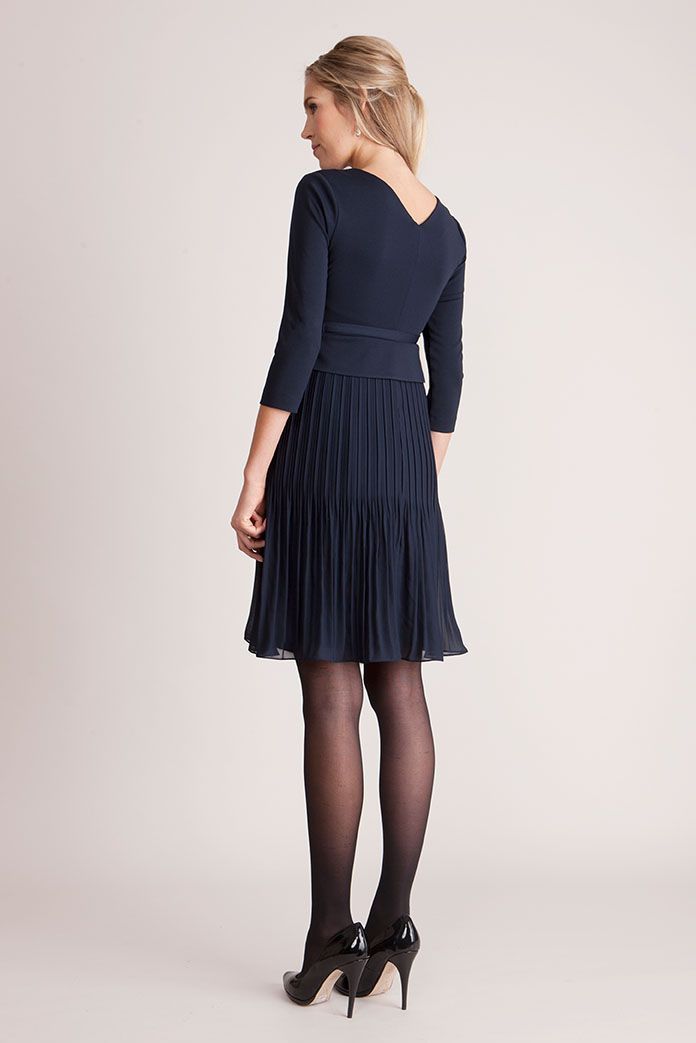 Umstandskleid mit Plisseerock dunkelblau