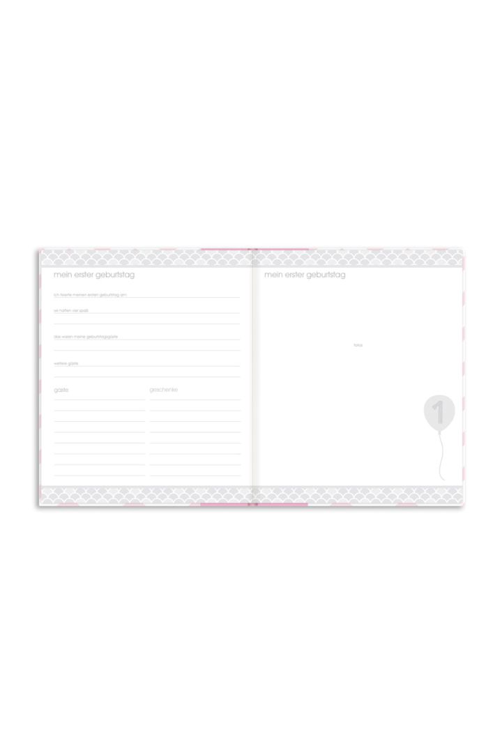 Memory Book with Photo Bag and Baby Imprint Set pink