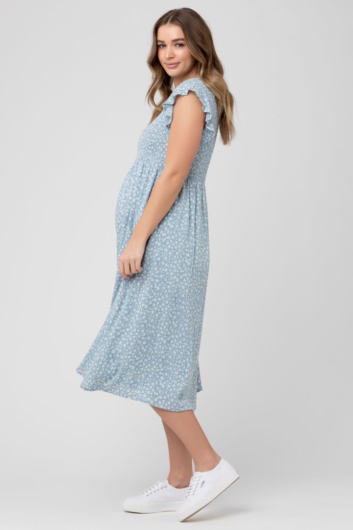 Midi Umstandskleid mit Flügelärmeln