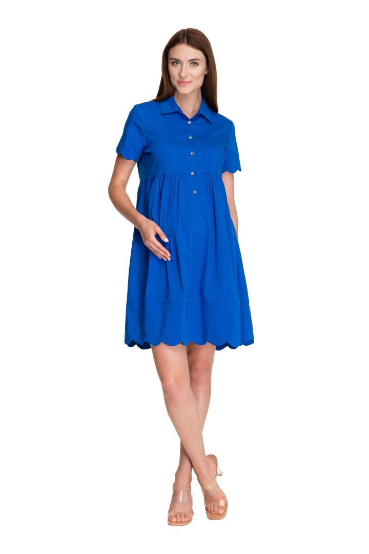 Maternity and Nursing Dress with Shell Tuc Hem azur