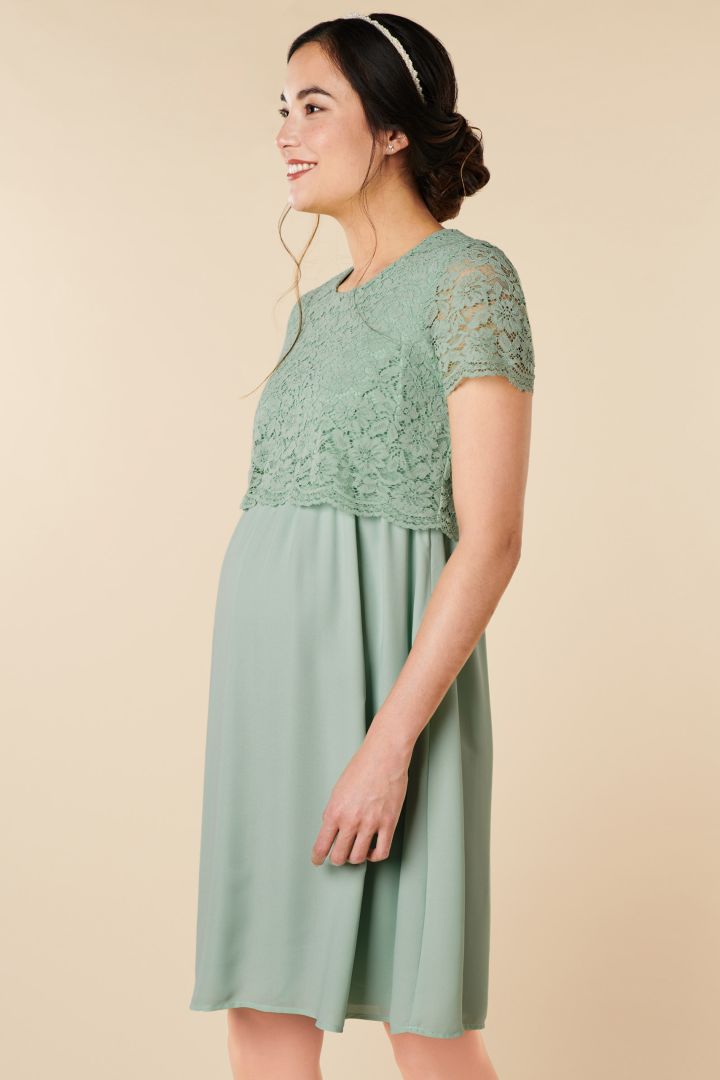 Festliches Umstands- und Stillkleid mit Spitze mint