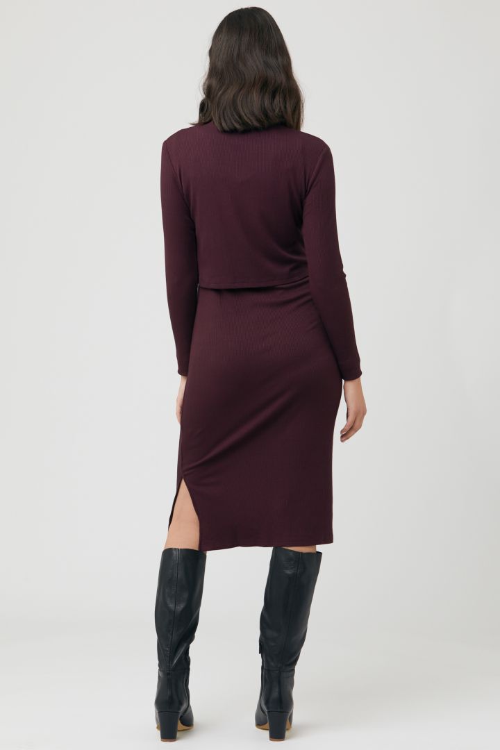 Two-piece Ribbed knit Maternity and Nursing Dress