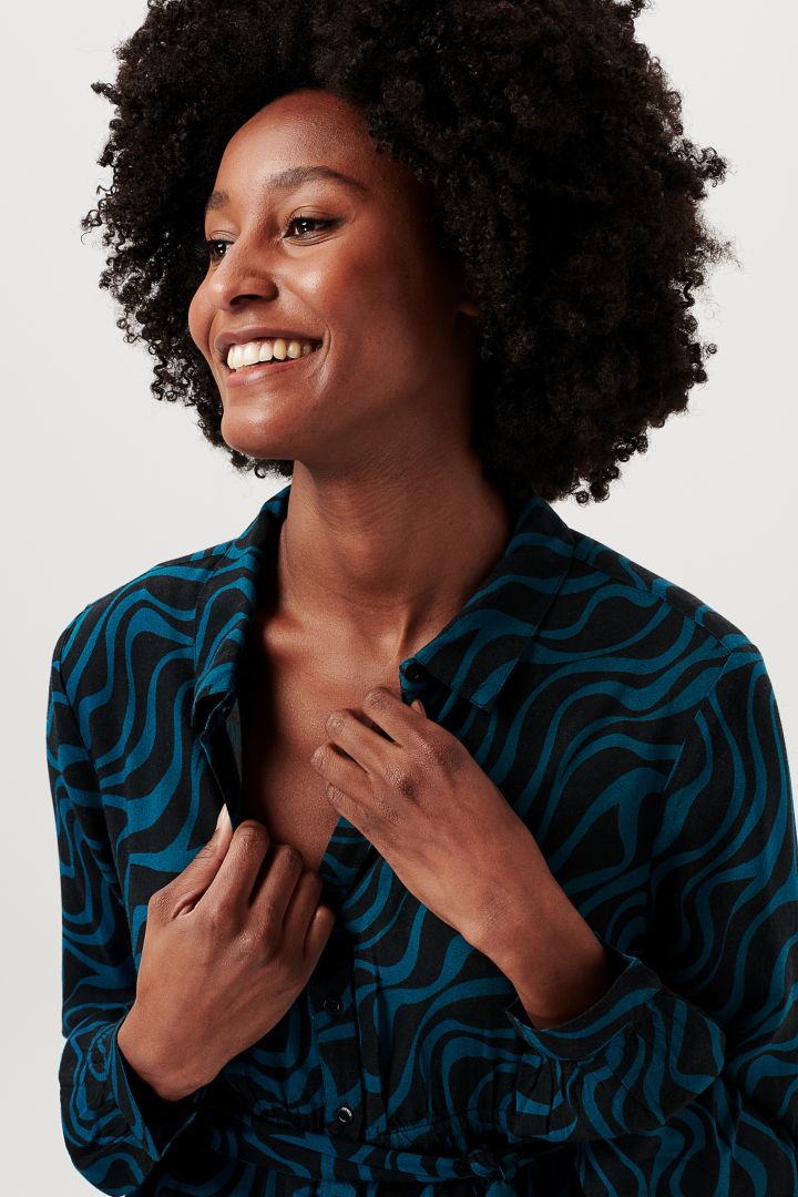 Umstands- und Still-Hemdblusenkleid mit Print