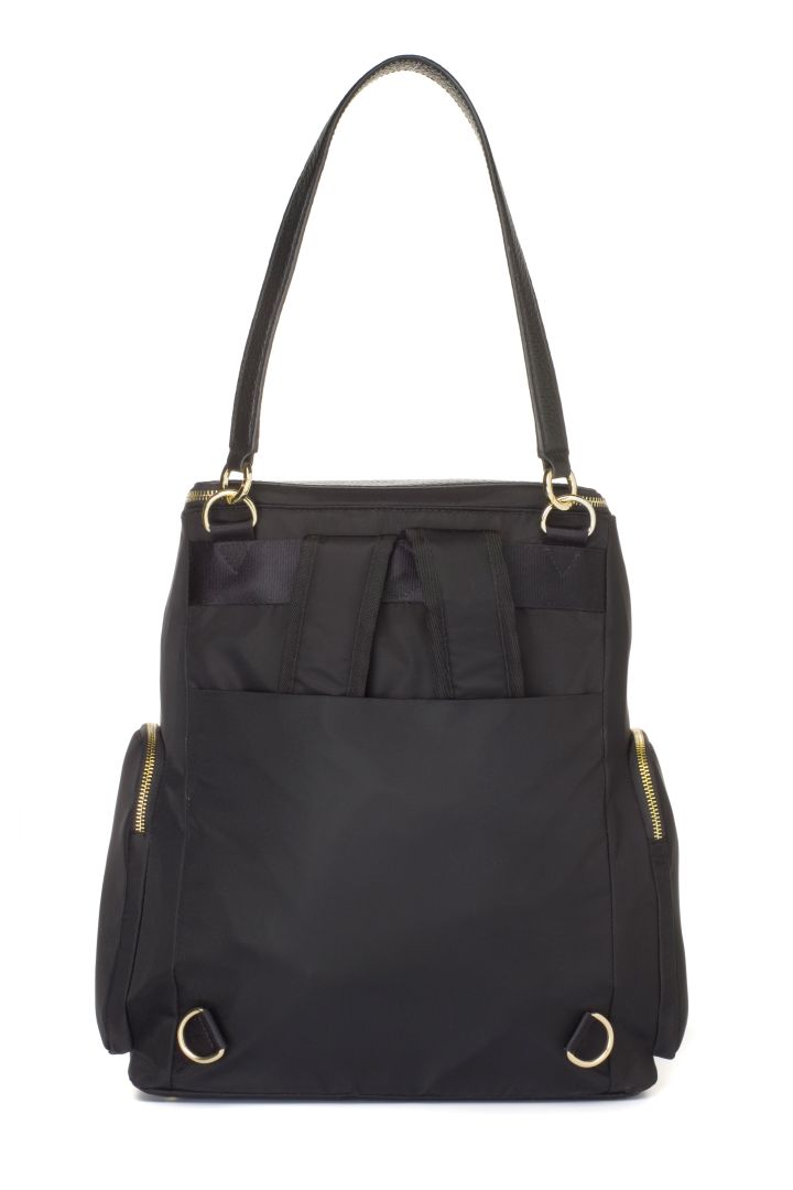 Storksak Wickelrucksack mit Leder und Hardware gold