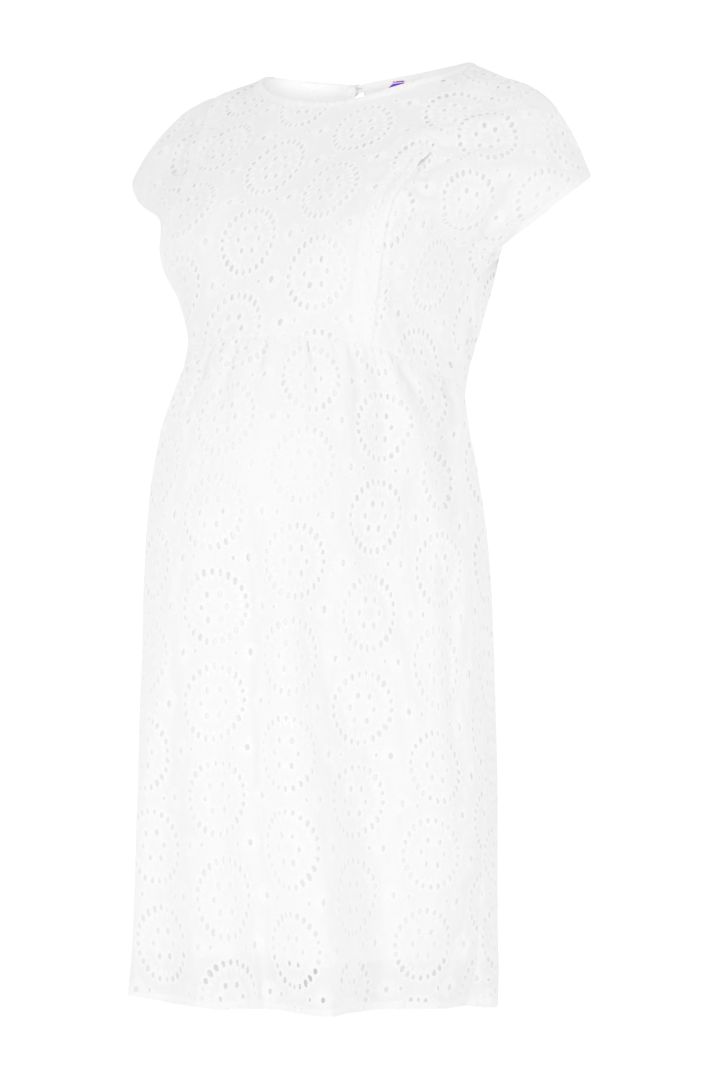 Umstands- und Stillkleid mit Lochspitze weiß