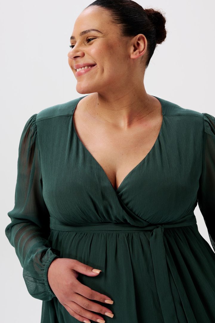 Eco Chiffon Umstandskleid dunkelgrün