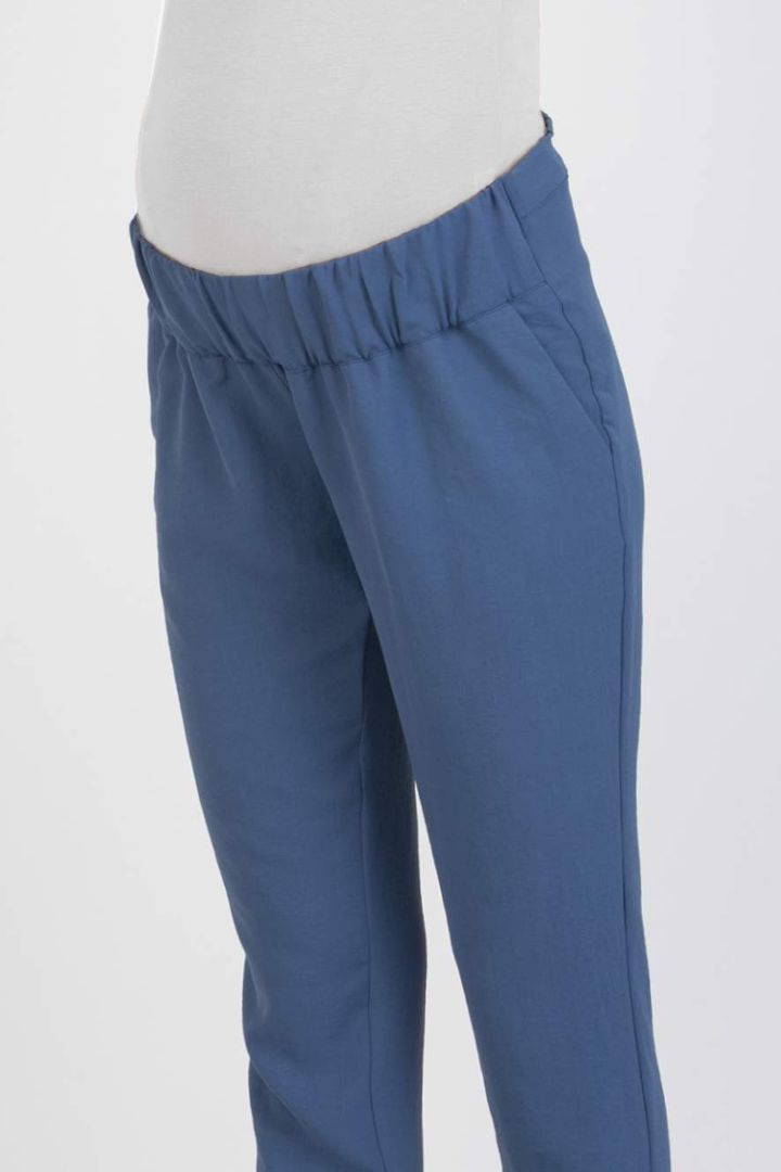 Stoff Umstandshose mit elastischem Bund denimblau