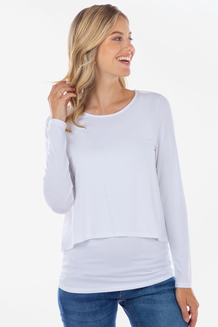 Ecovero Double Layer Maternity- and Nursing Shirt white