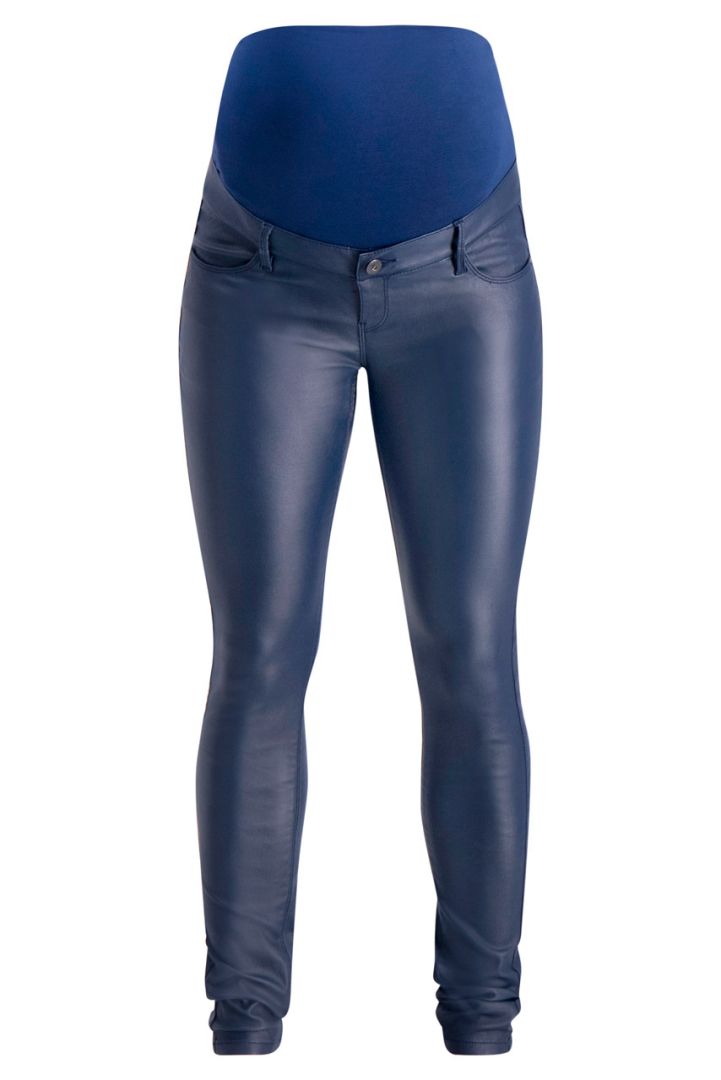 Maternity pants leather look dark navy