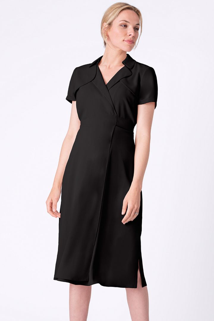 Umstandskleid mit Reverskragen schwarz