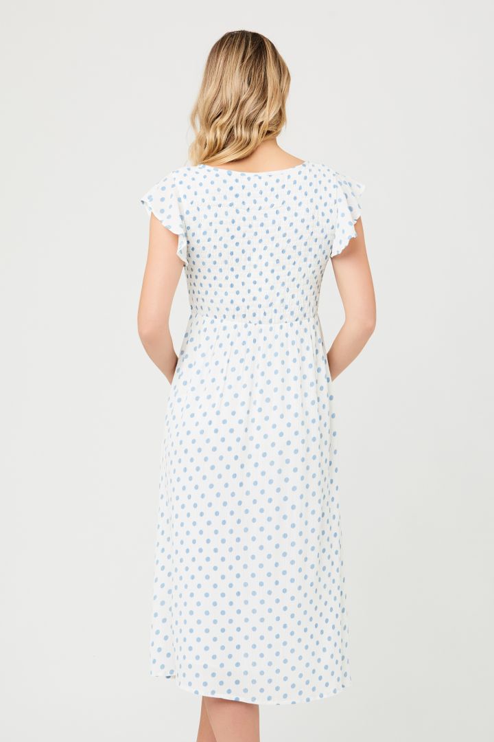 Midi Umstandskleid mit gesmoktem Oberteil