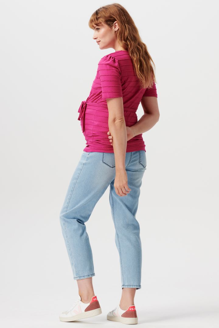 Umstands- und Stillshirt mit Bindegürtel fuchsia