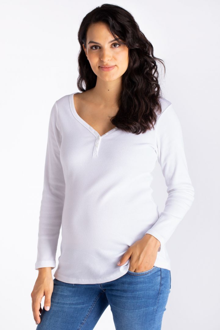 Organic Ribbed Maternity Shirt white