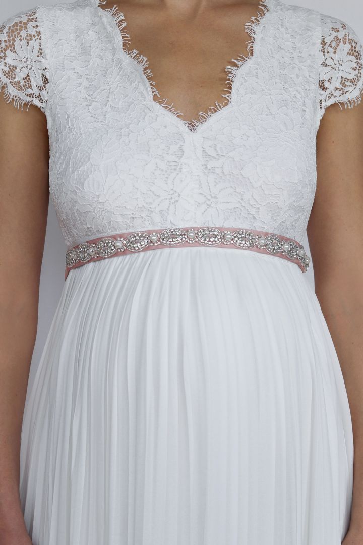 Brautkleid Schärpe mit Ziersteinbesatz rosa