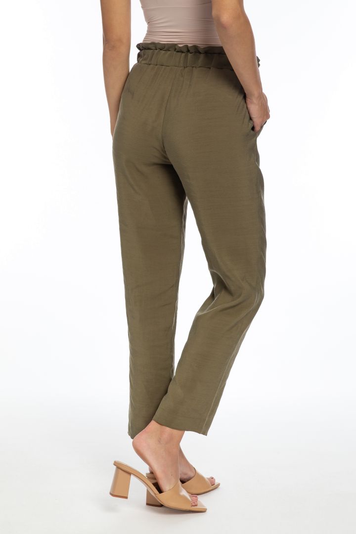Paperbag Linen Maternity Trousers khaki