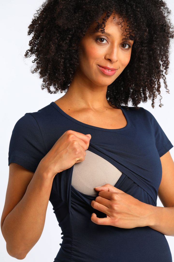 Umstands- und Stillshirt aus Bio-Baumwolle kurzarm navy