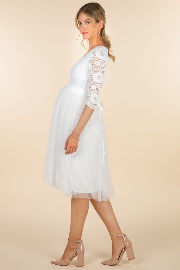 Midi Umstandsbrautrock aus Tüll elfenbein