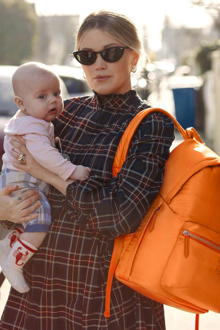 Baby-Changing Backpack Eco Made of Recycled Nylon orange