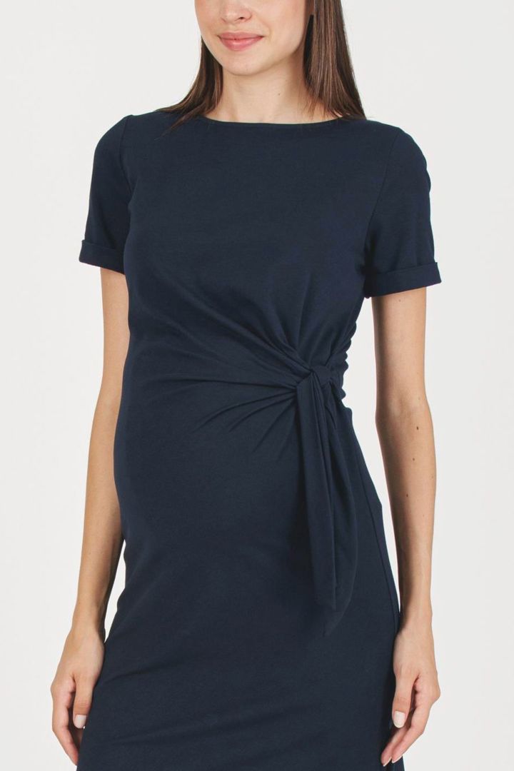 Maternity Dress with Knot Detail blue