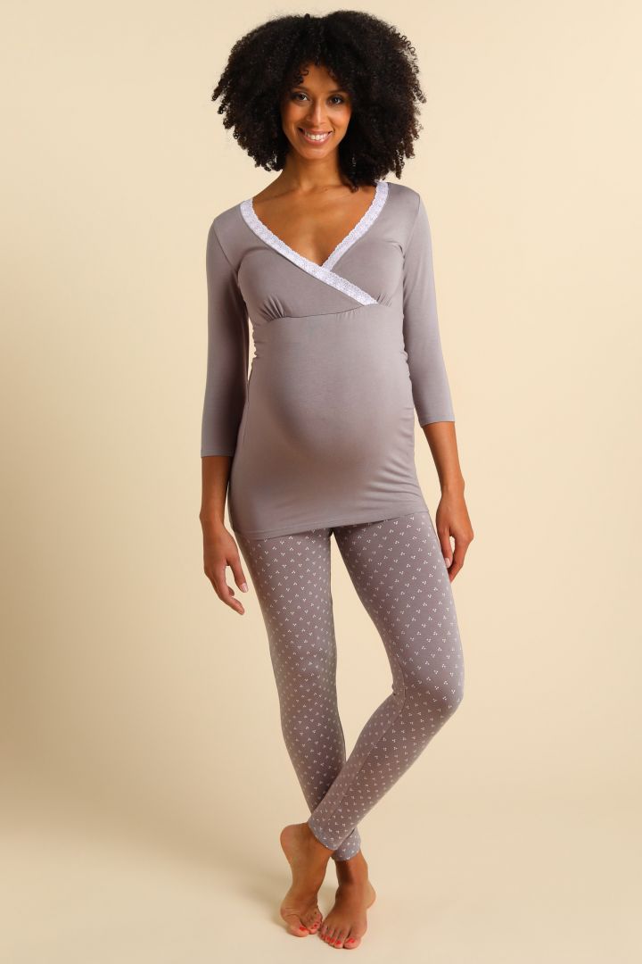 Modal Umstands- und Stillshirt mit Spitze