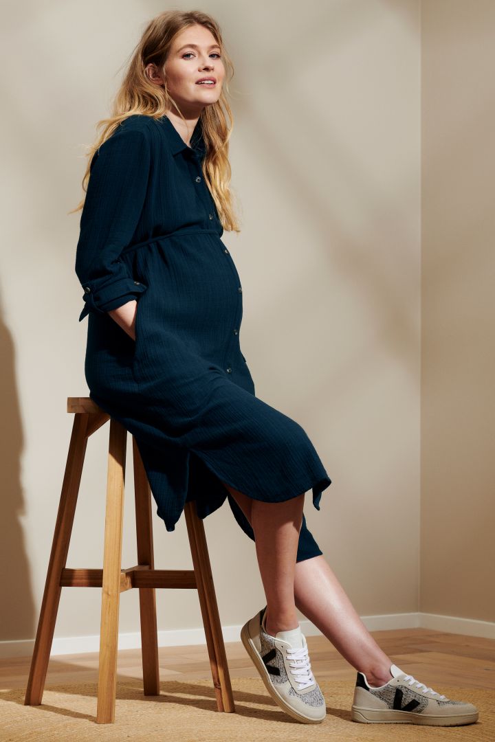 Musselin Umstands- und Still-Hemdblusenkleid petrol