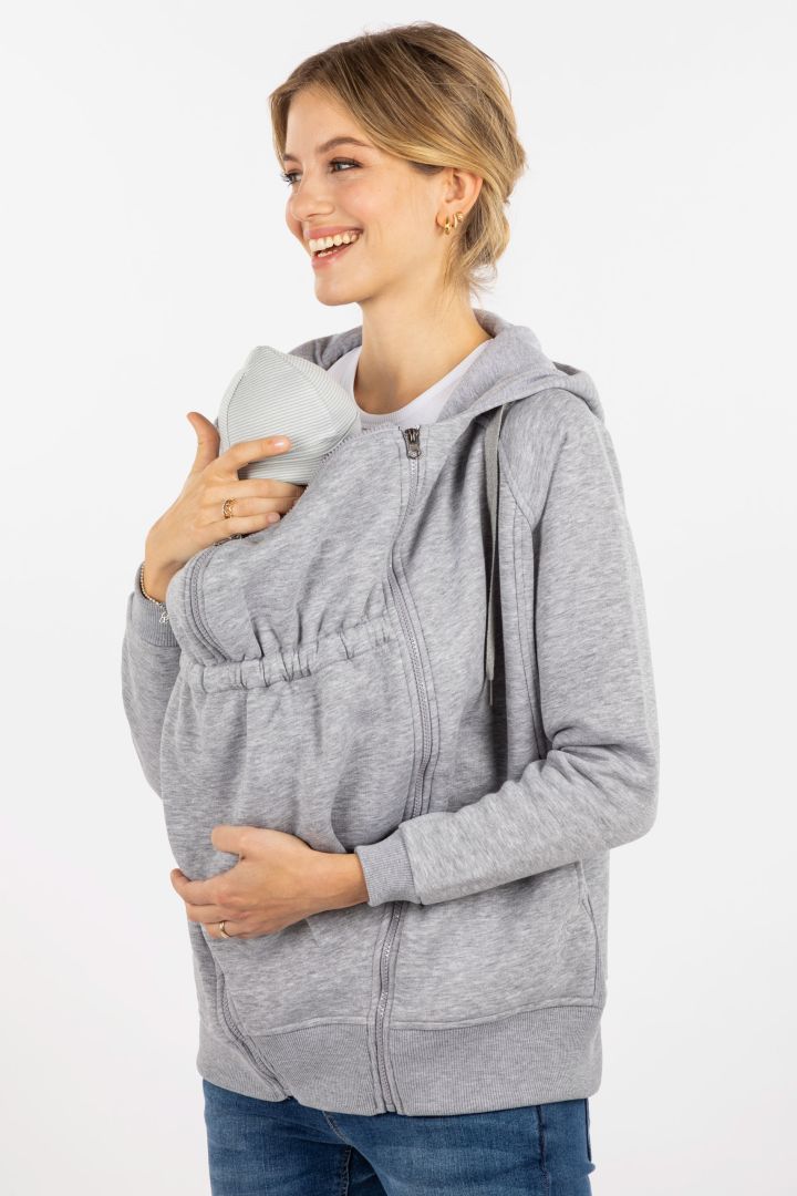 Umstands-Hoodie und Tragejacke hellgrau