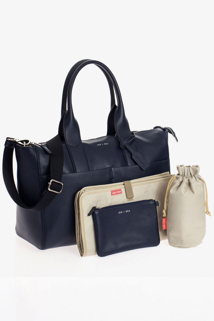 Luxe Wickeltasche aus Kalbsleder navy