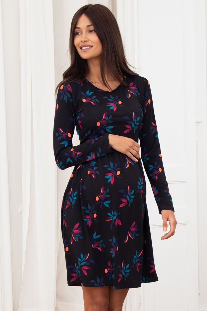 Umstands- und Stillkleid mit Blätterprint