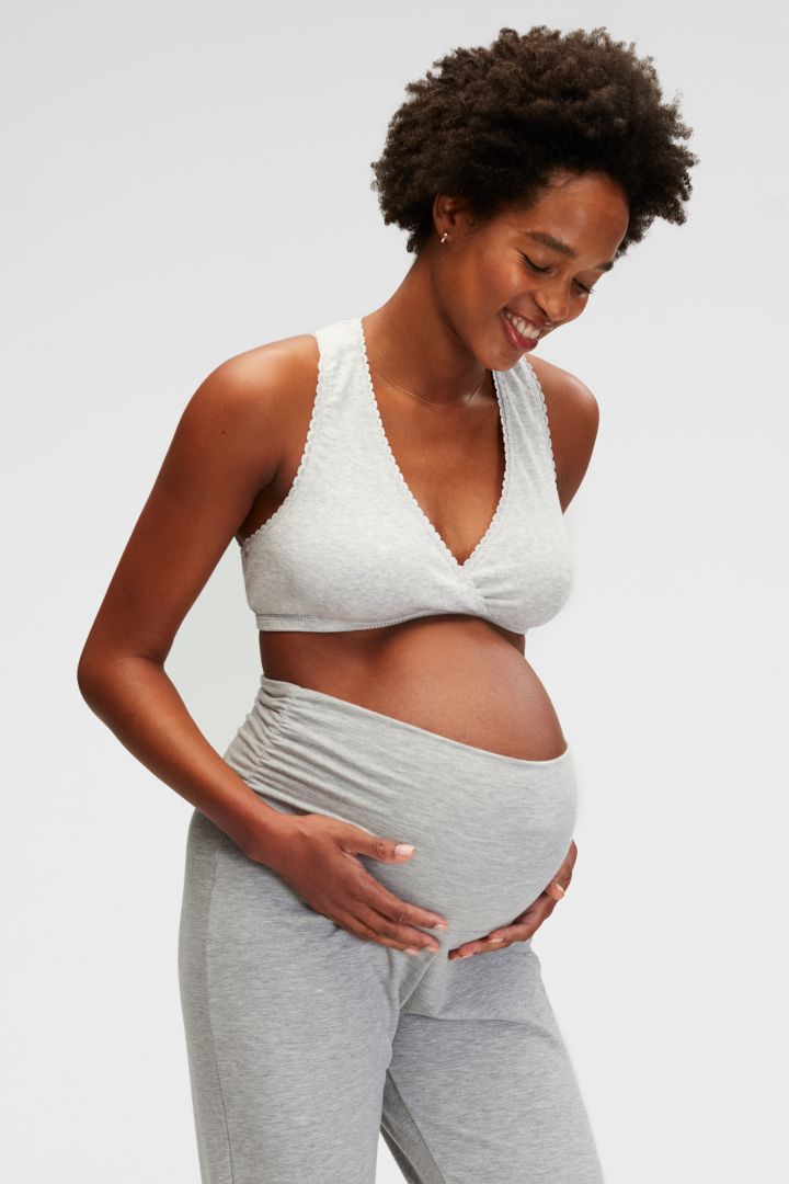 Schlaf Still BH mit Rippstruktur grau melange