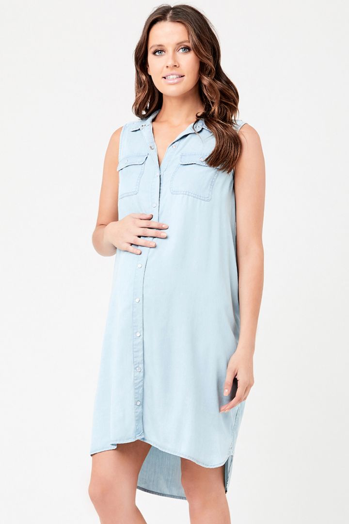 Denim Maternity and Nursing Shirt Dress