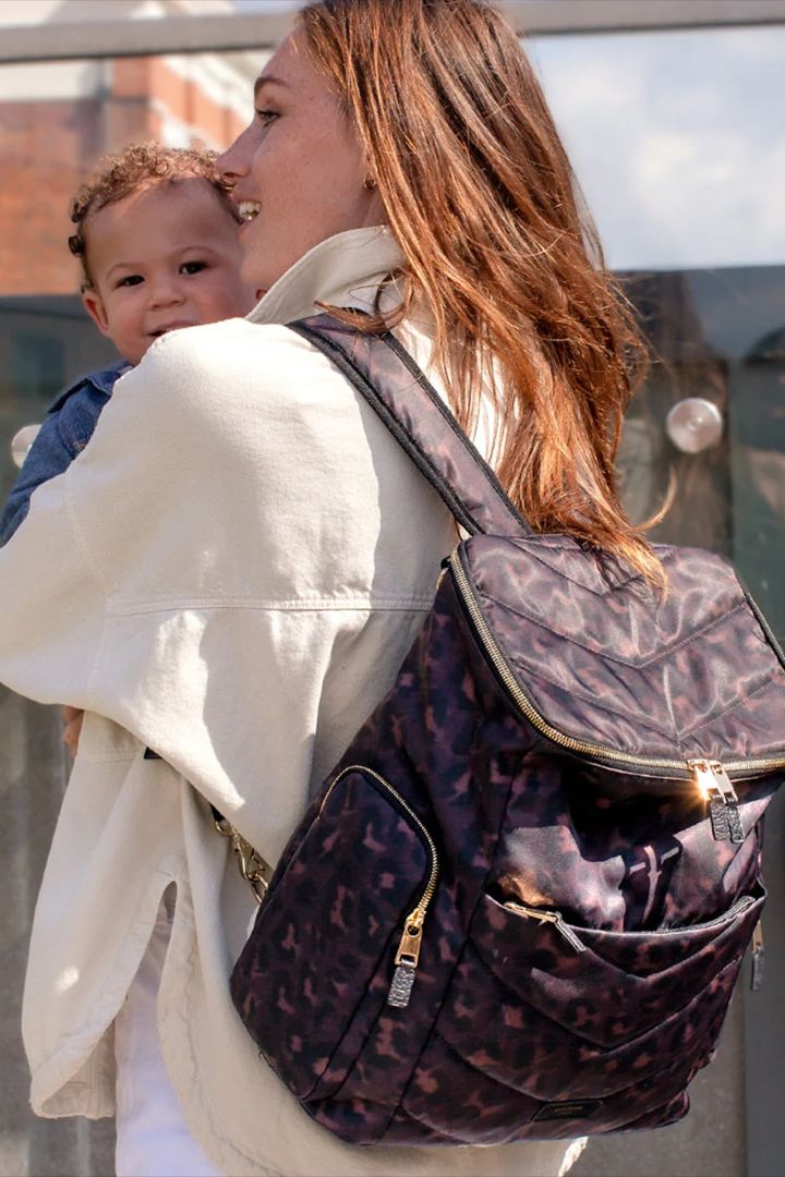 Storksak 2 in 1 Diaper Backpack and Shoulder Bag with Leopard print