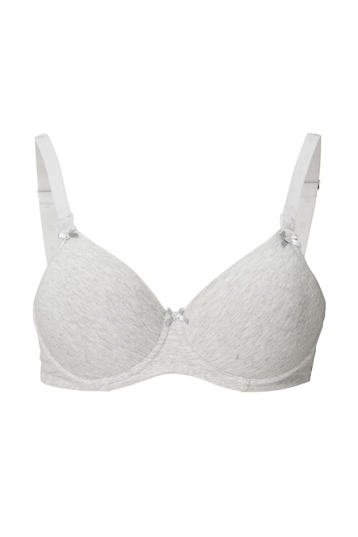 Cotton Nursing Bra with Form Cups and Bow grey