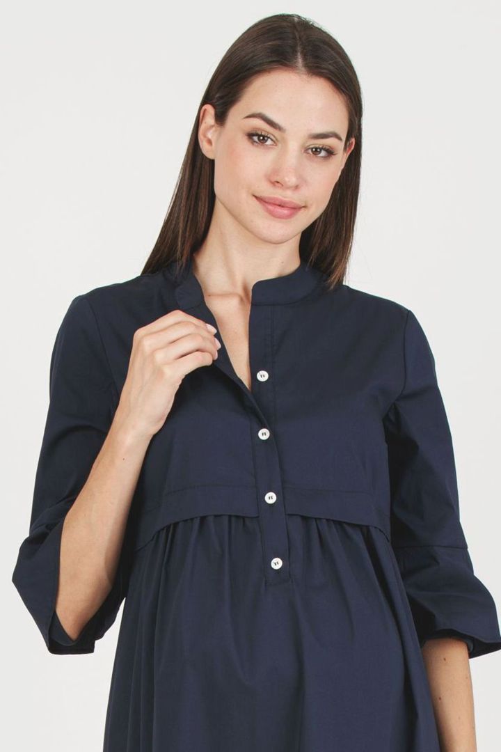 Umstands- und Still-Hemdblusenkleid navy