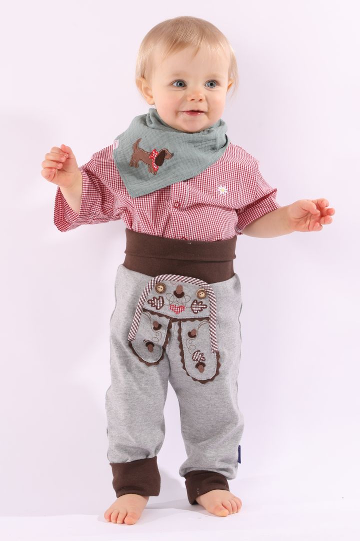 Trachtenhose in Lederhosenoptik und Eichblattstickerei