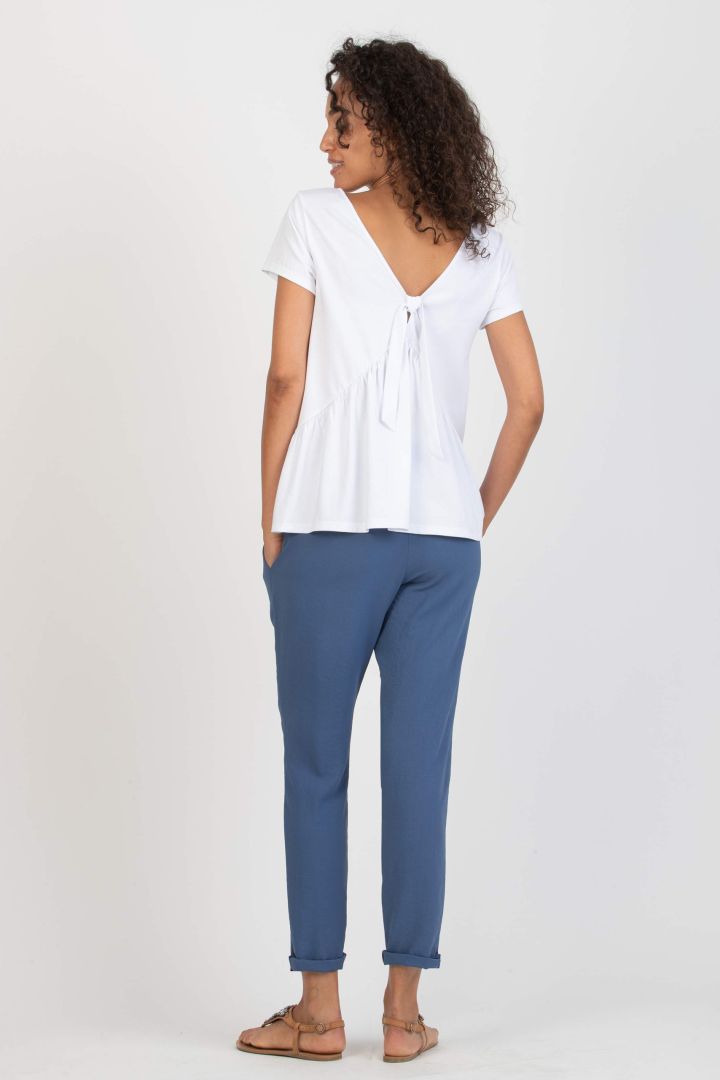 Stoff Umstandshose mit elastischem Bund denimblau