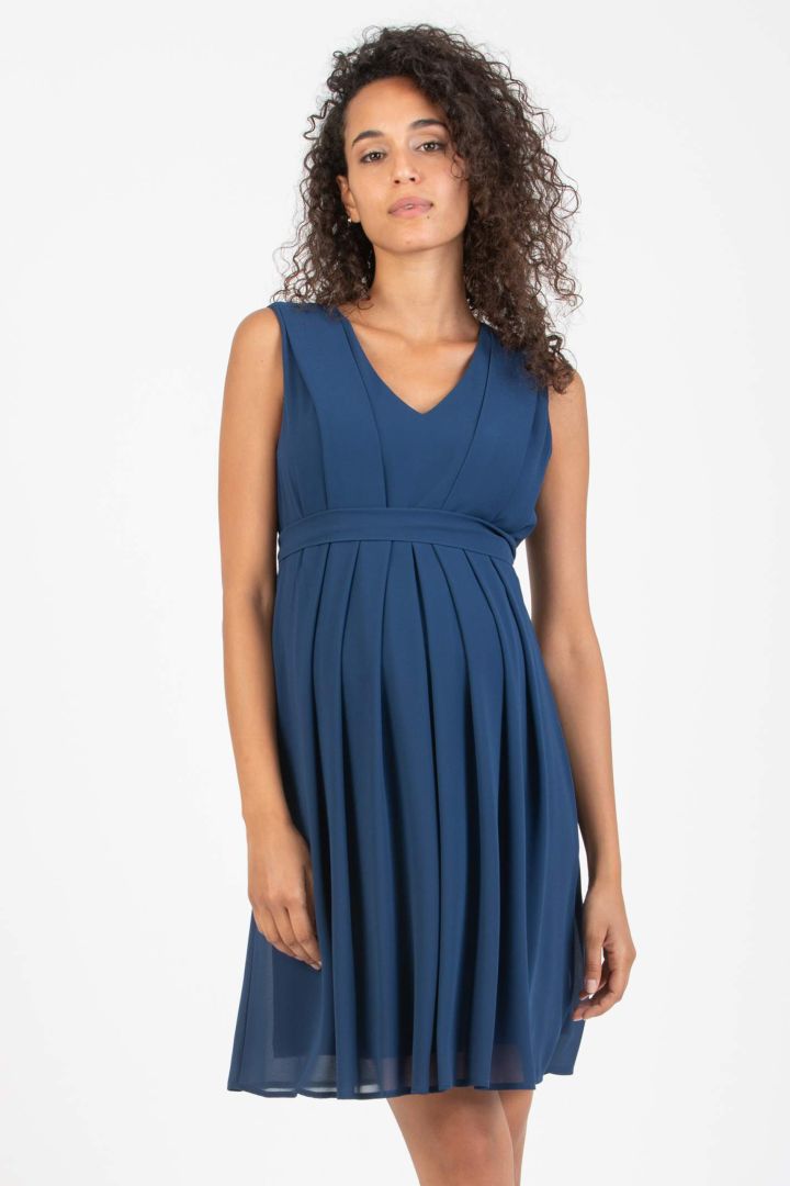 Chiffon Maternity Wedding Dress with Nursing Opening blue