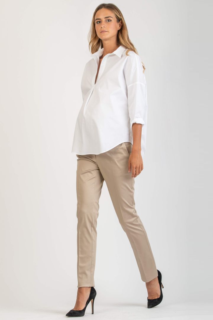 Baumwoll-Satin Umstandshose beige